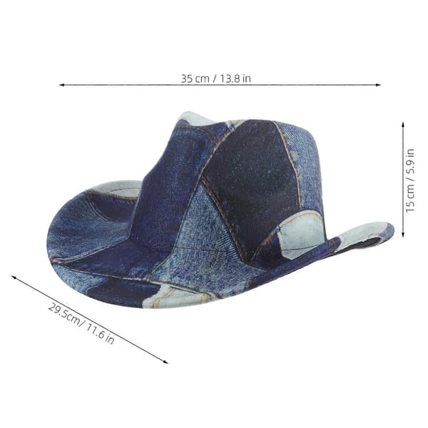 Western Patchwork-hatt for fest: Flat topp polyestertilbehør for Halloween-utendørsaktiviteter med pustende materiale 1 stk