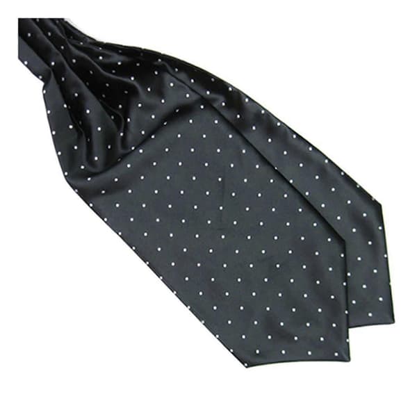 Herremoderne glat slips med prikker, ascot-slips, halstørklæde i silkeblanding Dark Blue