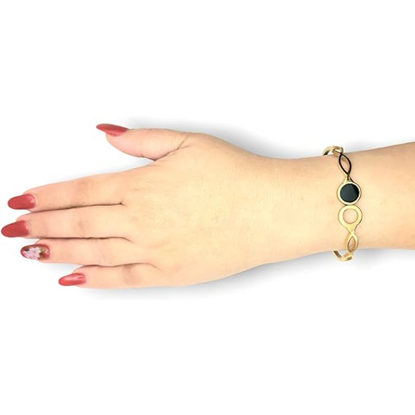 Rustfrit Stål Guldbelagt Fint Flettet Sort Og Guld Armring Armbånd