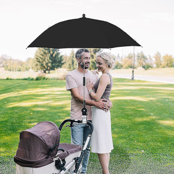 Stolparaply med universal klemme, UPF 50+ clip-on parasol til terrassestol strandstole kørestole golfvogne blue
