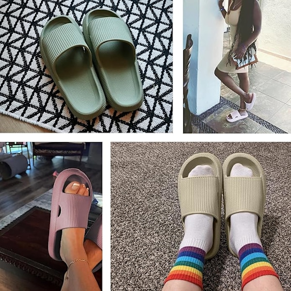 Dam Herr Sommartofflor Sandaler Bekväma Mjuka Tofflor Halkfria Pool Strand Dusch Inomhus Utomhus Hemmaskor Pink 40-41