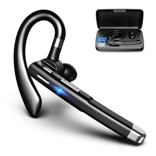 Bluetooth headset V5.1 trådlöst handsfree-headset med mikrofon bärbar lastbilsförare (svart)