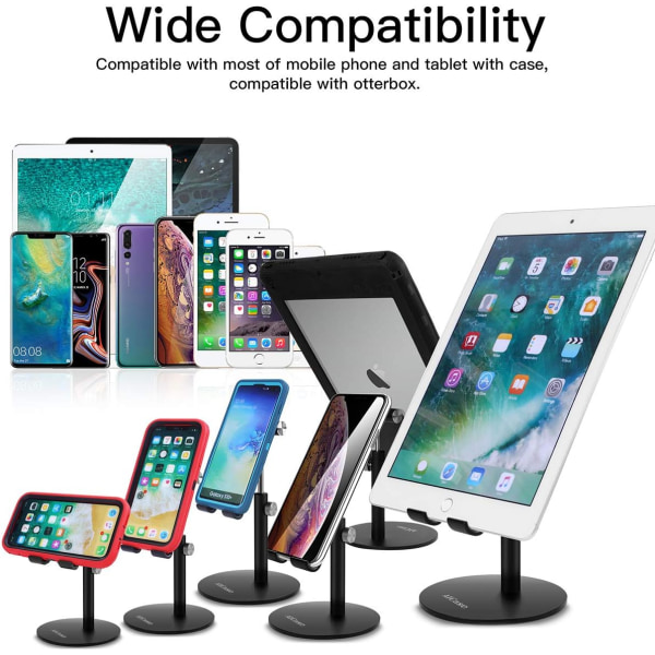 Justerbart ställ för pekdator/telefon, AICase Teleskopisk justerbar hållare för iPad-stativ, Universal Multi Angle Aluminium Stativ kompatibel (4-13 tum), Svart