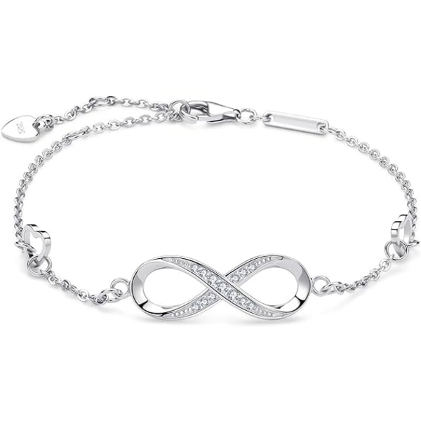 EVERU Infinity Armbånd til Kvinder 925 Sterling Sølv Armbånd Justerbar Fødselsdag Jubilæum Julegaver til Kæreste Kvinder Kone