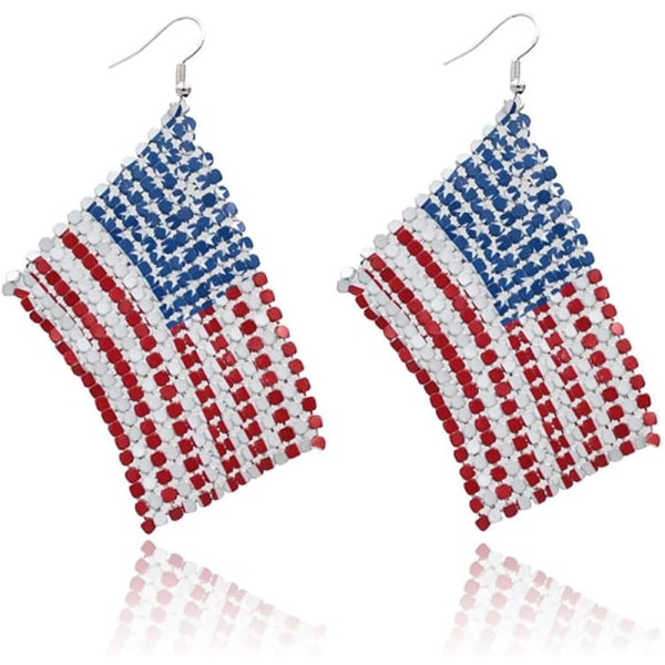 Patriotisk Röd Vit Blå Amerikanska USA Flagga örhängen, Flip Flop Sandal Butterfly Diamond Dangle Drop Örhänge, 4 juli självständighetsdagen present