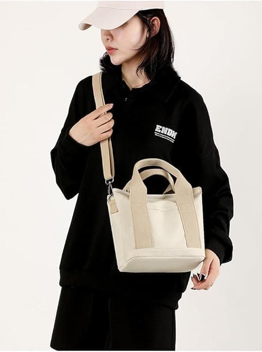 Crossbody-taske til damer, moderne, stor opbevaringsplads, stor kapacitet, stofpose sort
