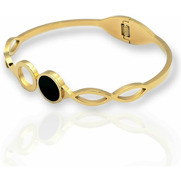 Rustfrit Stål Guldbelagt Fint Flettet Sort Og Guld Armring Armbånd