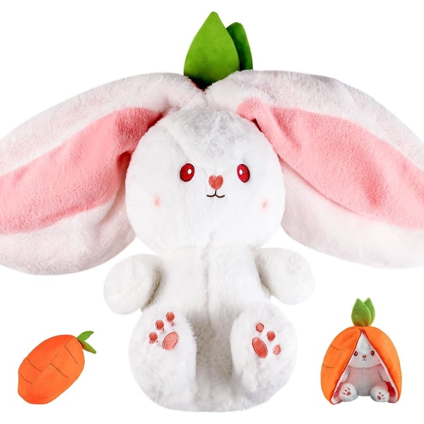 Bunny Plush Stuffed Animal,Reversible Carrot Strawberry Bunny Doll,  Pillow Decoration, Toy and Gift for Kids and Adults