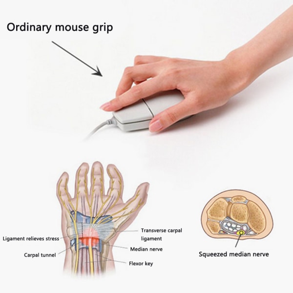 Kablet lodret mus, lille ergonomisk mus med høj præcision optisk mus 800/1200/1600 DPI, 6 knapper, [Til små hænder] - Sort-rød