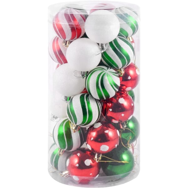 Julgransprydnader för julgran - 30 st splittersäkra julgransdekorationer, 2,36" hängande bollar i flerfärgade julkulor