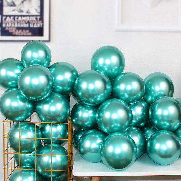 12 tum 100 st Latex metalliska krom ballonger Helium glänsande tjockna ballonger Festdekoration (grön)