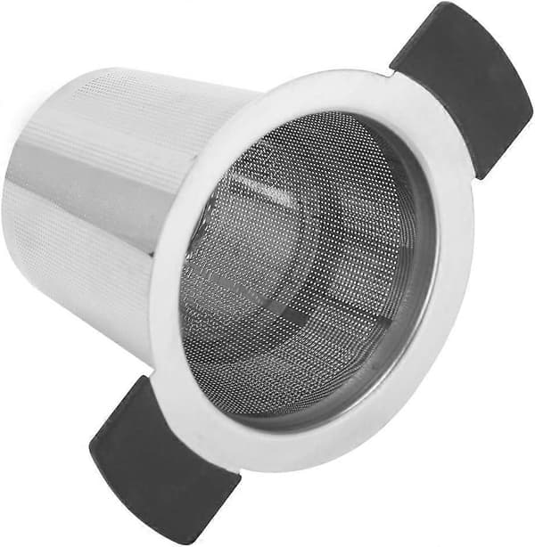 Te-infuser i rustfrit stål med silikonelåg, 304 net til løs te, sort