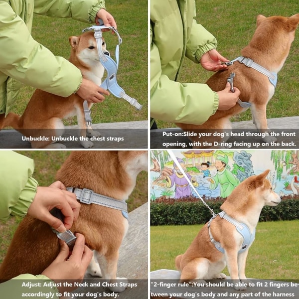 Chokefri hundsele med matchande koppel, andningsbar reflekterande lättviktsfri hundvästsele Enkel kontroll (grön, liten)