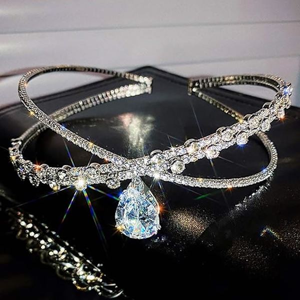 Rhinestone Choker -kaulakoru, hopeinen timanttirivi, kimalteleva kristalliriipusketju, koru, muodikas minimalistinen juhlapuku