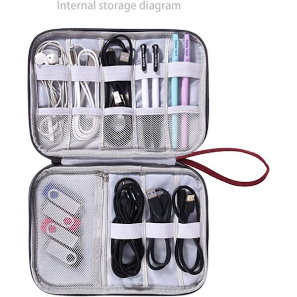 Liten elektronisk researrangör - Bärbar kabelarrangörväska | Kompakt arrangör för förvaring av kabel, sladd, USB, SD-kort, laddare