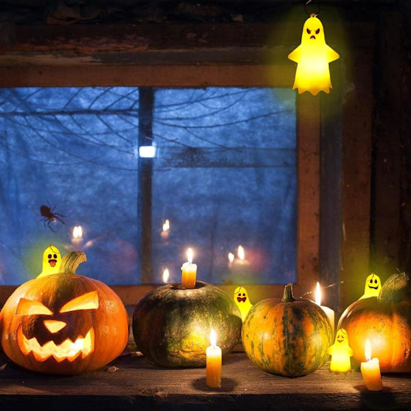 Ghost Halloween -koristevalot: 5 LED-haamuvaloa, Halloween-koristeet, Halloween-valoketju, sopii sisä- ja ulkokoristeluun