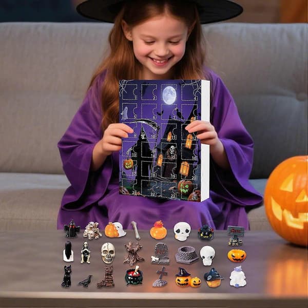 2026 Halloween 3D Nedräkningskalender 24-dagars Icke-platt Överraskningspresent för barn flickor dotter systerdotter barnbarn 1