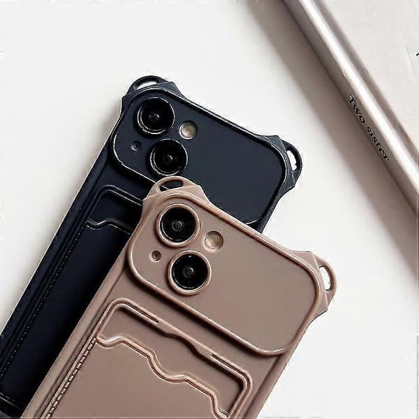 Kompatibel med iPhone 15 Stötsäkert Kortfack Frostat TPU Mobiltelefon Skal (Vit, 15 Plus)