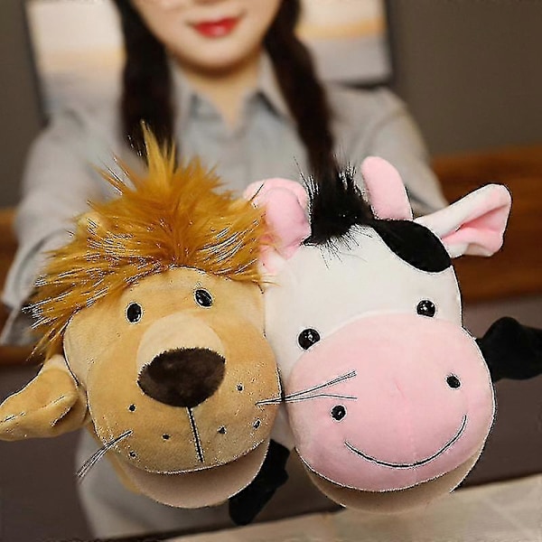 Fyllda Plyschdjur Leksaker Hand Finger Story Puppet Kawaii Dockor Pedagogiska Bebis Leksaker Lejon Elefant Kanin Apa Barn Zekai C02