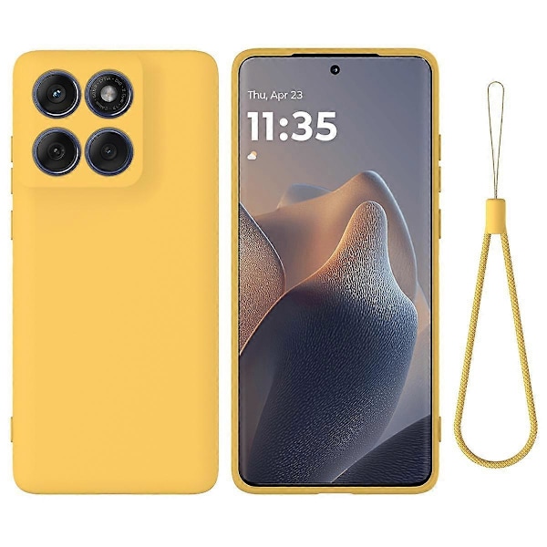 Solid Color Liquid Silicone, Drop-proof, Full Coverage, Phone Case (Yellow, for Motorola Edge 60 Pro)