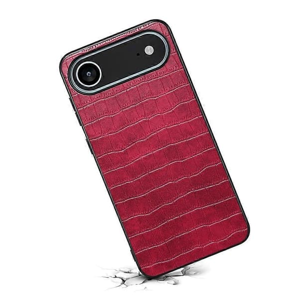 Compatible for iPhone 17 Air Case Crocodile Texture Design Leather Slim Back Cover (Red)