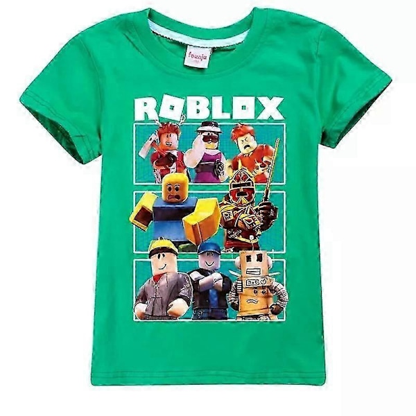 Ny Sommer Casual Kort Ermet T-skjorte Roblox Barn Bomulls T-skjorte Topp for Gutter og Jenter 170 Green
