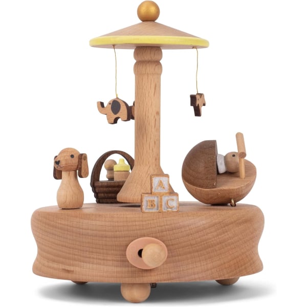 Sleeping Baby Woodgrain 6 tums bok Wind Up Musical Figurine
