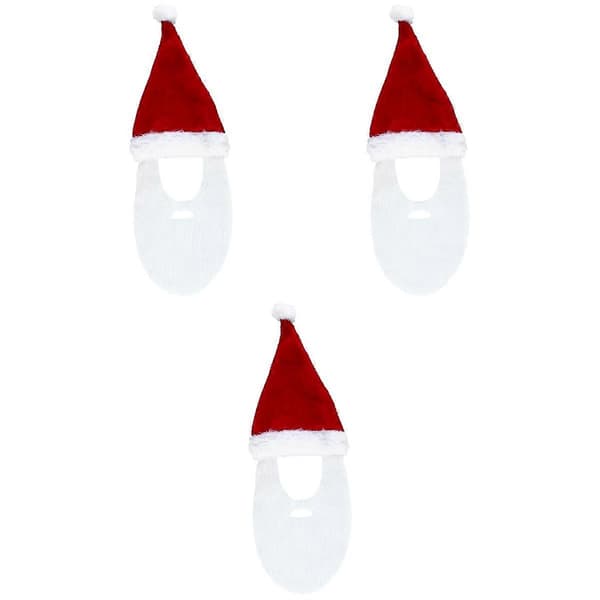 Julfestmössor 3 st Tomtemössa med skägg för festlig kostymoutfit