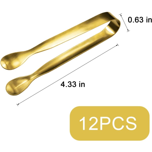 12 kpl tarjoilupihdit, pienet tarjoiluvälineet juhliin Catering-kultapihdit, elintarvikelaatuinen 304 ruostumaton teräs Mini tarjoilupihdit Alkupalapid - Kulta