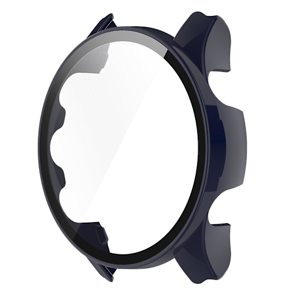 Til Garmin Forerunner 255 Anti-ridse Anti-fald Hård PC Urkasse Beskyttelsescover Med Hærdet Glas Skærmbeskytter JU Midnight Blue