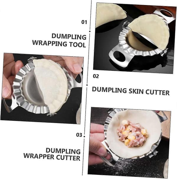 Sæt med 2 stk. dumplingformere i rustfrit stål til nem fremstilling og bagning af dumplings