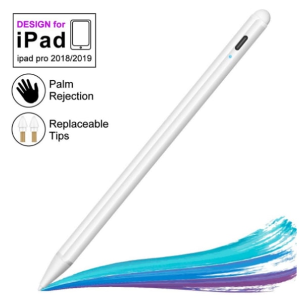Styluspennor för pekskärmar, laddningsbar kapacitiv 1,5 mm finpunkt med iPhone iPad och andra surfplattor (vit)
