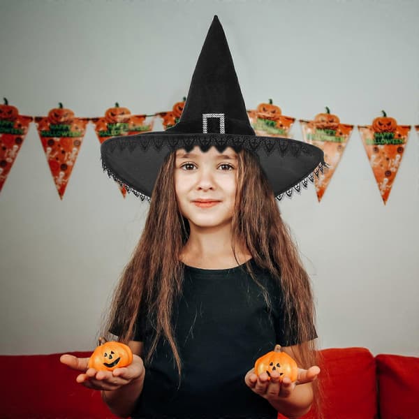 Sort Halloween Heksehat Kostumehat til Fest Cosplay 4 Stk Blonde