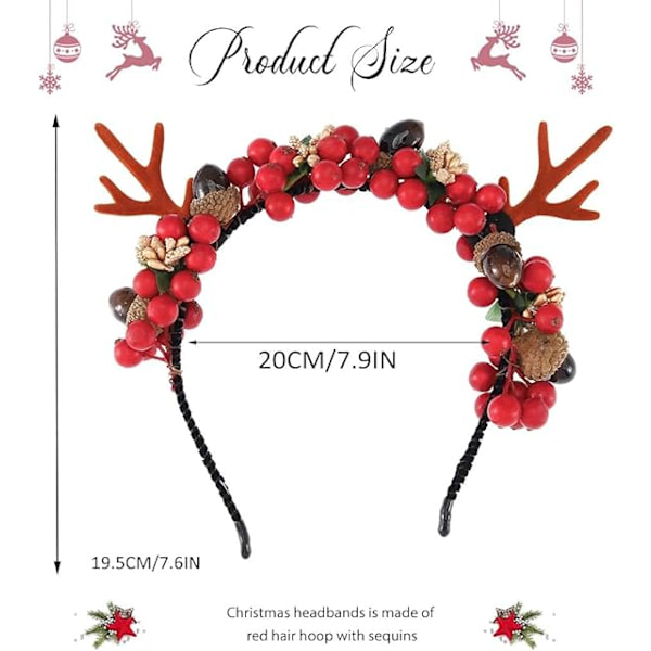 Julhuvudband Renhorn Julhårbåge Huvudbonad Bär Jul Festkläder för Kvinnor och Flickor