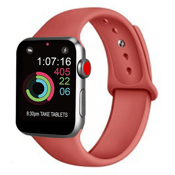 Sportsreim kompatibel med klokke 42-44mm Myk silikonerstatningssportsreim kompatibel med iWatch Series 5/4/3/2/1, S/M, M/L-rød