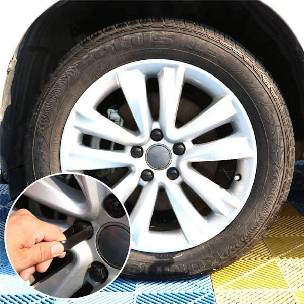 Pyörän pultin suojakorkit, 20 kpl pyörän pultin suojakorkkia 17 mm, pyöränmutterin suojakorkit työkalulla, muoviset suojukset, Ø 1,7 cm