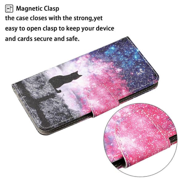 Case for Samsung Galaxy A56 5G with Pattern Print, Protective Folio Phone Case with Wrist Strap (Galaxy Cat)