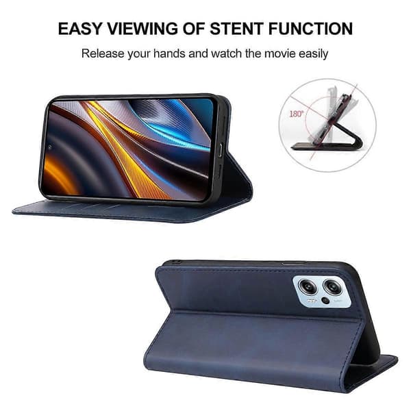 Magnetisk lærfutteral til Xiaomi Poco X4 GT (blå)