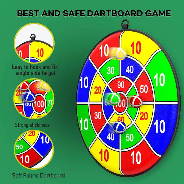 Børne Dartboard med 8 Klæbrige Bolde Dartboard Sæt med Kroge Legetøj & Gaver $ Børne Dartboard Klæbrige Bolde