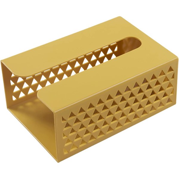 Tissue Box Cover Sticky Väggmonterad ihålig plastservetthållare Hållare för ansiktsvävnad för Vardagsrum Kök Badrum (Gul)