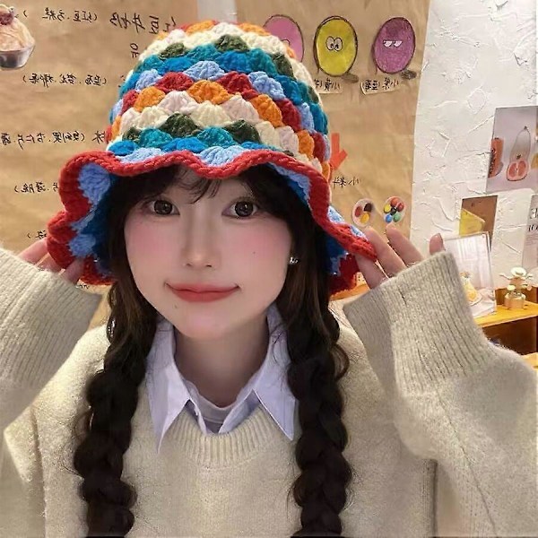 Virkad Bucket Hat Kvinna Trendig Stickad Blommig Slapp Hatt Söt Boho Blomma Handgjord Beanie Mode Utomhus Boho Cloche Resa
