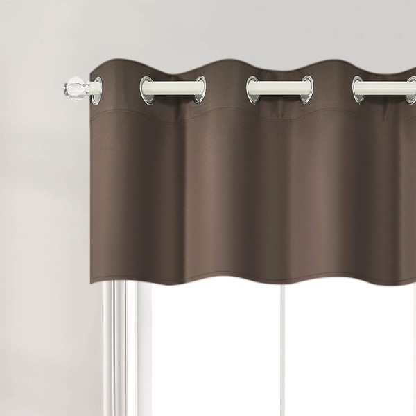 Kaffe brun mörkläggningsgardin för fönsterbehandlingar 45,72 cm längd Solid Insulated Grommets Top för sovrum 1 panel 132,88 x 45,72 cm 2 stycken