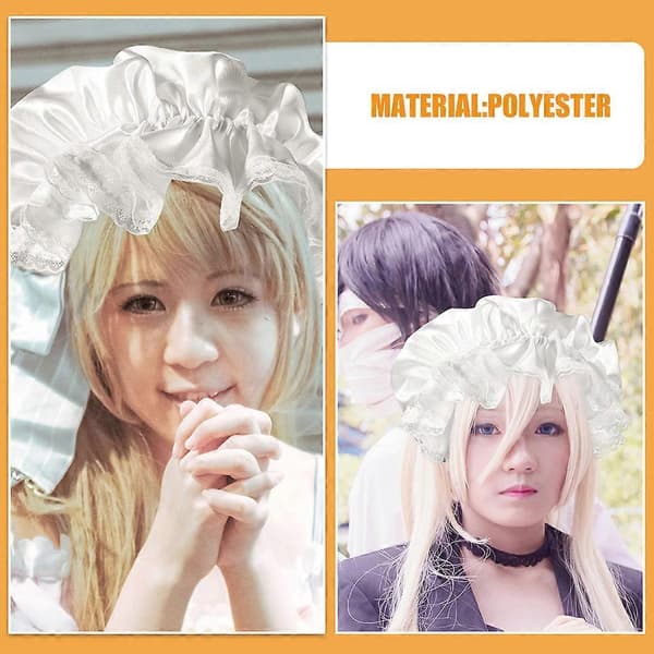 Hvit blonde hushjelpslue til bruk 2 stk Cosplay hodeplagg for kvinner