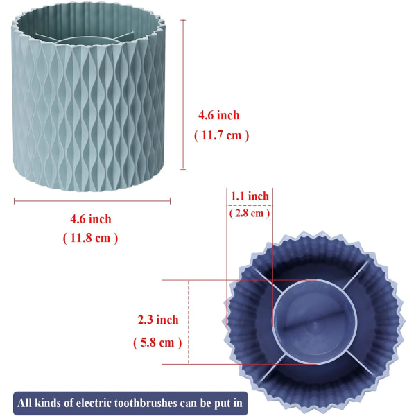 Badeværelse Tandbørsteholder, Tandbørsteholder 4,6 tommer (ca. 11,7 cm) Roterbar Tandbørsteholder med 5 rum.