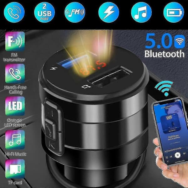 Bluetooth Bil FM-sender Dobbel USB-lader Uttak Aux Adapter Håndfri Hurtiglading