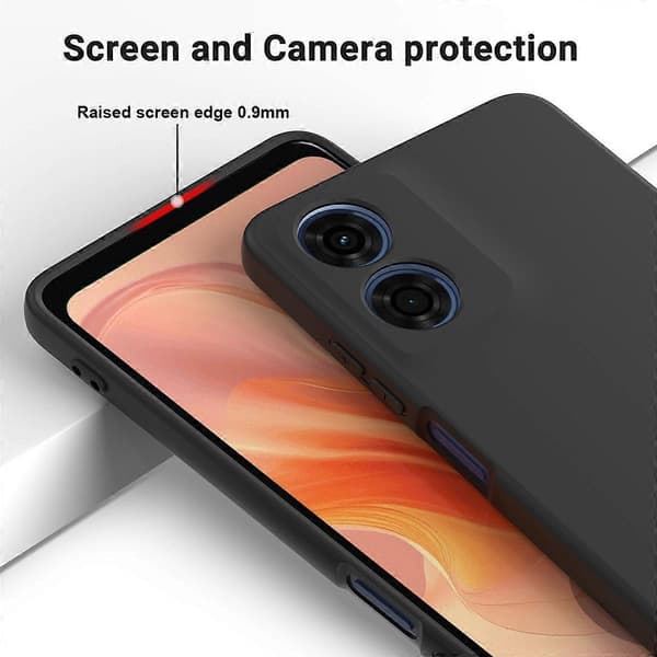 Flydende silikonecover med håndrem sort til Motorola Moto E14 4G