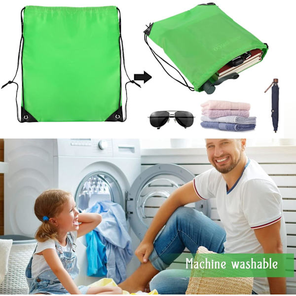 2 stk. Lysegrønne snøre rygsække Sports Cinch Sack String Bags Snøre Gym Bag Draw String Rygsæk Bulk Svømning String Bags