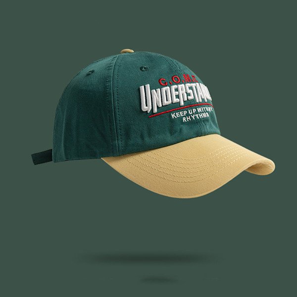 Baseballkeps för tung industri med färgmatchning, herr och dam, mjuk keps med bokstav, hiphop, solskydd Green