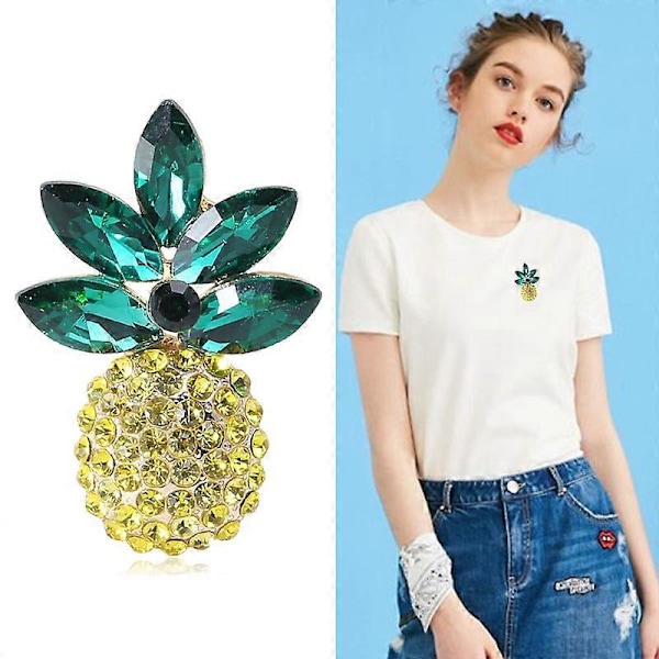 Kristall Ananas Brosch Mousserande Nål Kvinnor Män Bröllop Mode Smycken Gåva
