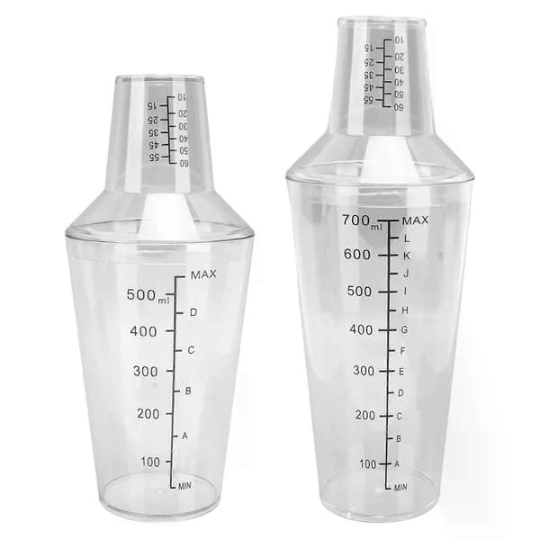 500ml/700ml Cocktail Shaker Set Clear Scale Standard Capacity Prevent Spills Transparent Shaker Mixer PC for Bar Bartender Tools